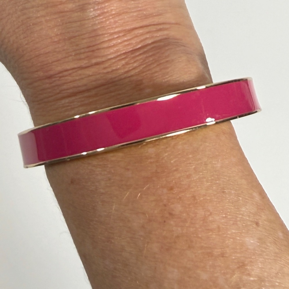 C. Wonder Bangle Bracelet Women's Pink Gold Tone Enamel Preppy Chic Jewelry - Picture 2 of 8